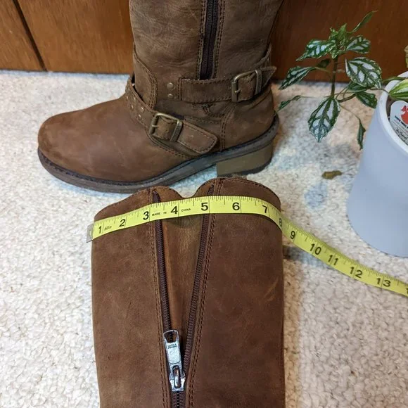 Caterpillar Woman's Florencia Brown Leather Mid Calf Waterproof Boots - Picture 11 of 12